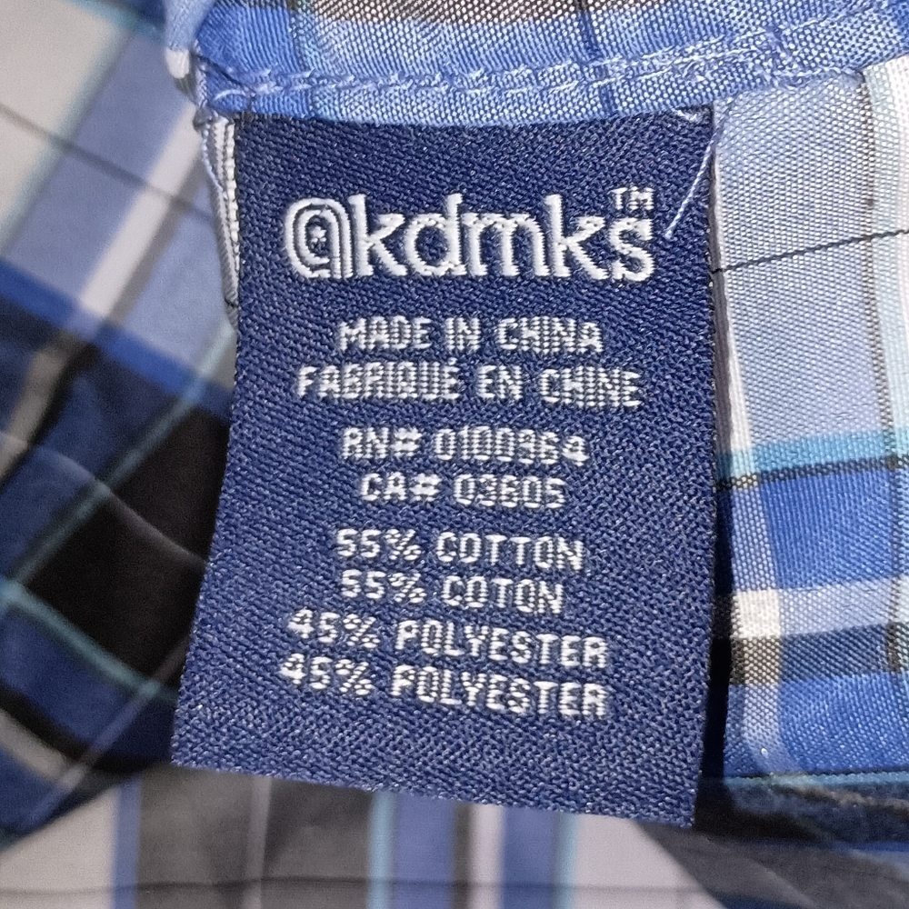 Mens Akademiks Black Blue White Plaid Button Front Shirt Size 5XL XXXXXL - Picture 10 of 11